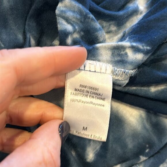 YOUNG FABULOUS & BROKE Blue & White Tie Dye Women’s Strapless Maxi Dress Size M - Picture 6 of 7